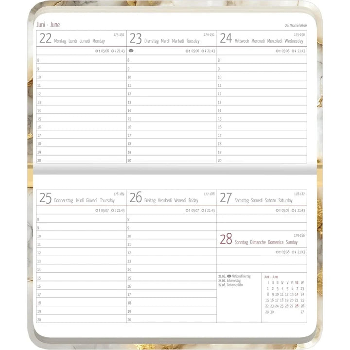 AGENDA SETTIMANALE 12 MESI 2027 16X9CM MARBLE