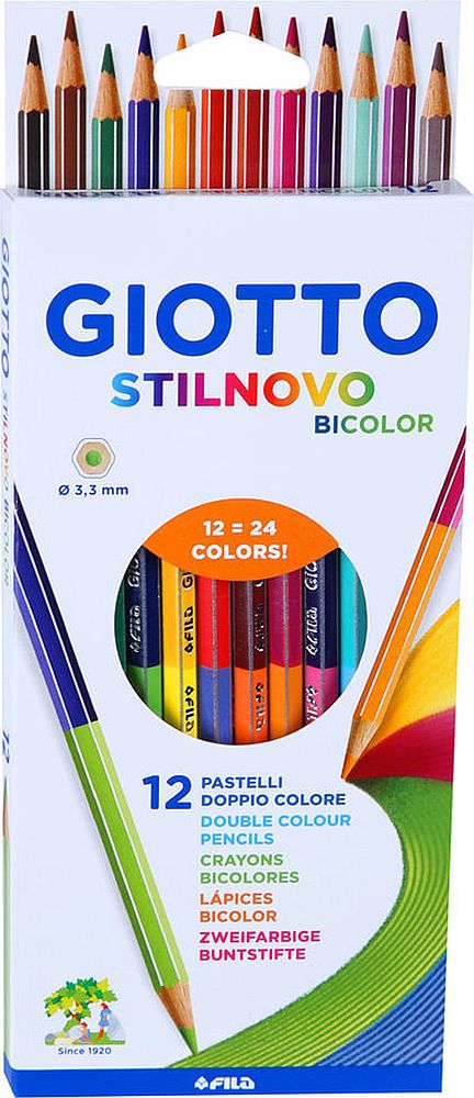 12=24 COLORI A MATITA - PASTELLI GIOTTO STILNOVO BICOLOR MINA Ø 3,3 mm Immagine principale del prodotto