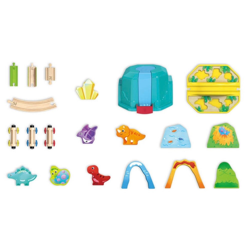 SET SECCHIELLO TRENO DEI DINOSAURI IN LEGNO  - DINOSAUR TRAIN BUCKET SET - HAPE