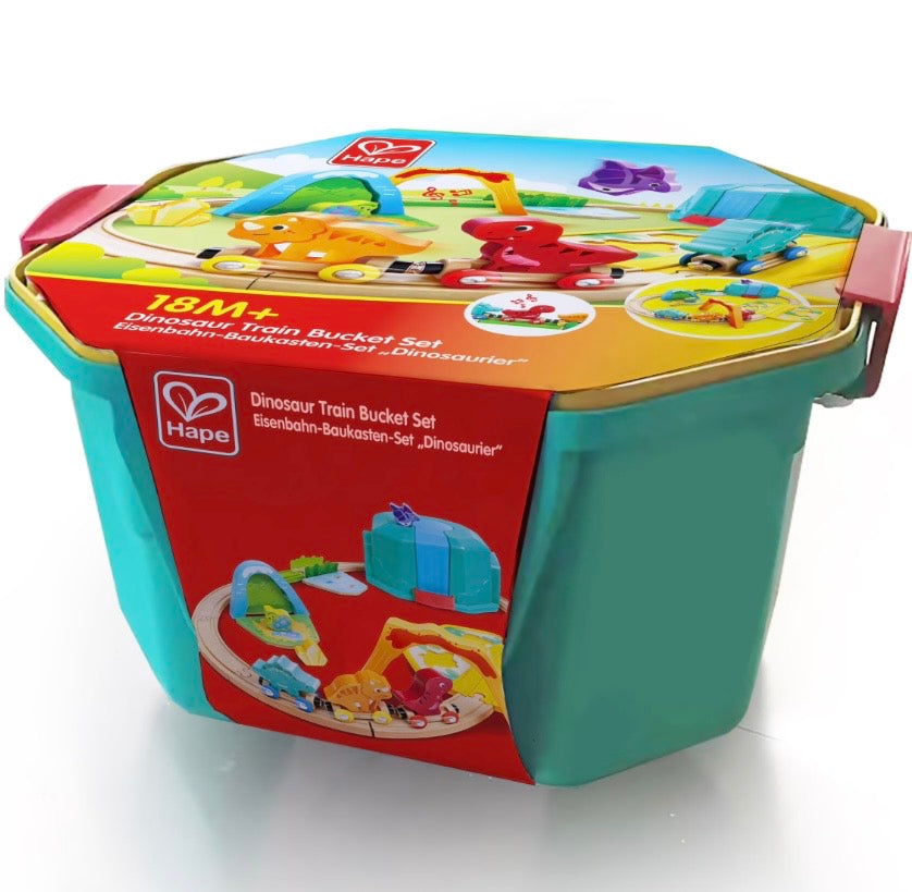 SET SECCHIELLO TRENO DEI DINOSAURI IN LEGNO  - DINOSAUR TRAIN BUCKET SET - HAPE