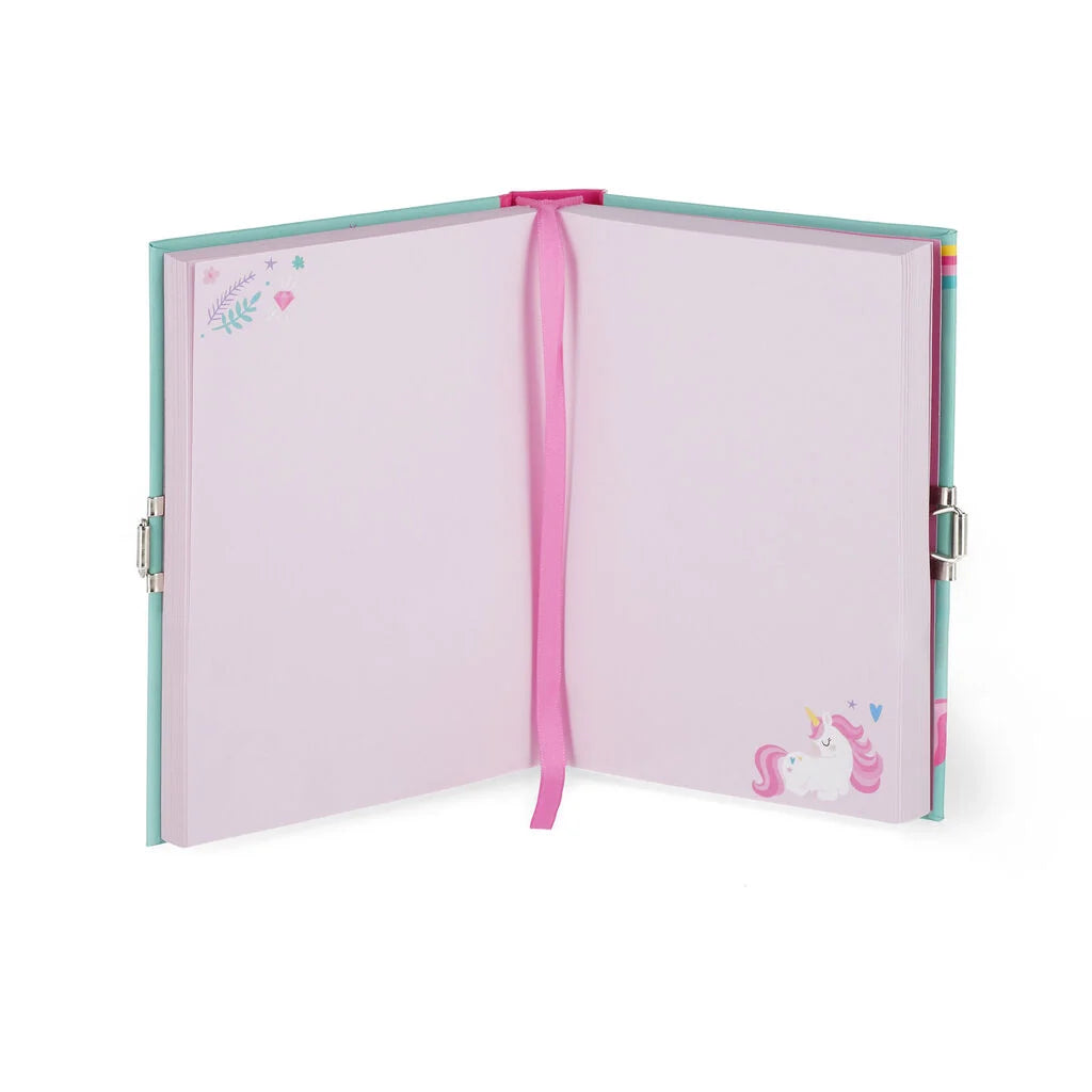 LEGAMI DIARIO SEGRETO CON COPERTINA RIGIDA ILLUSTRATA E LUCCHETTO - UNICORN - MY SECRET DIARY