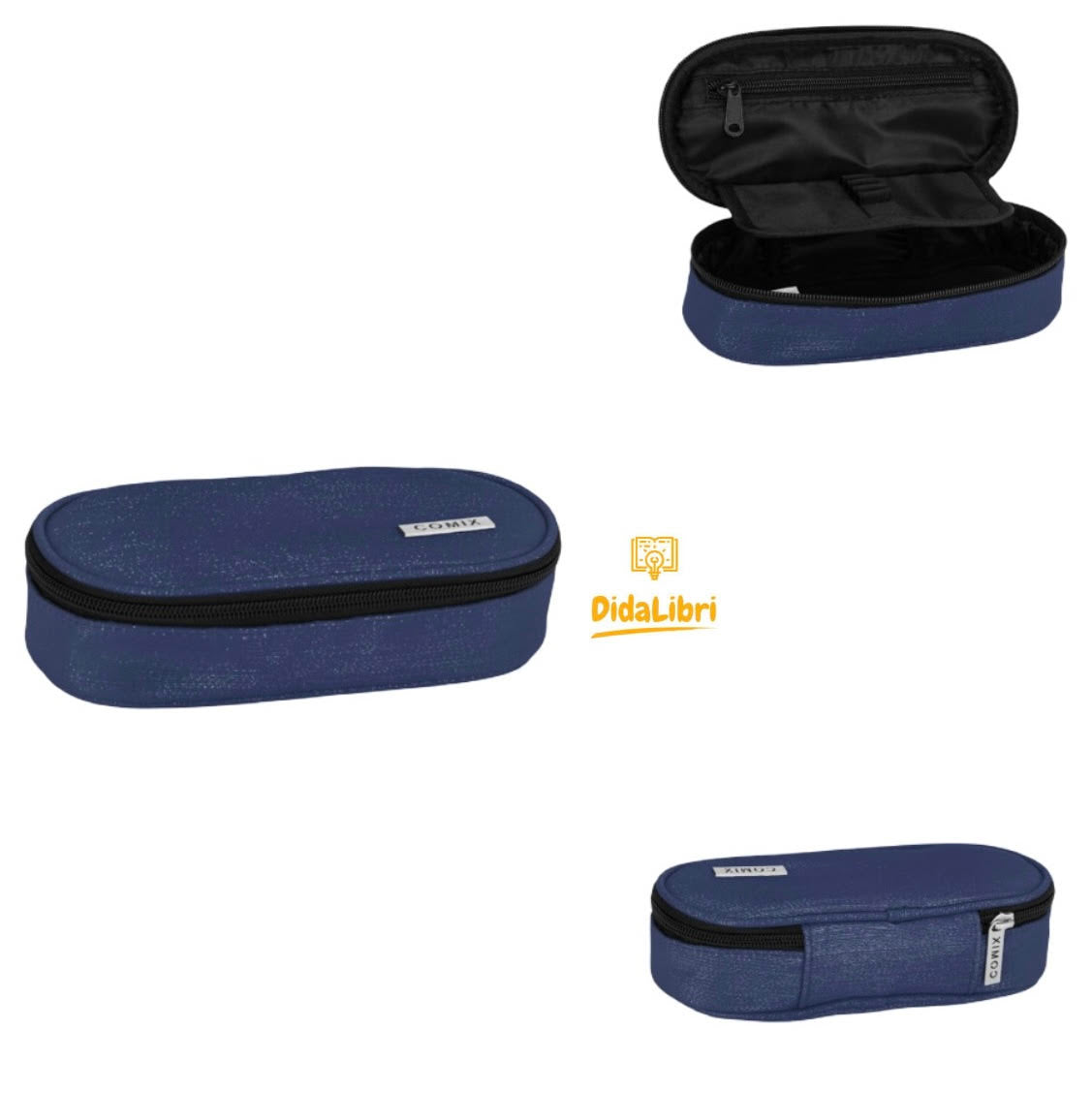 ASTUCCIO OVALE ORGANIZZATO GLITTER BLU