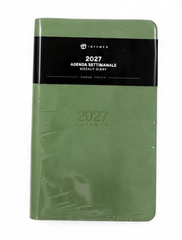 AGENDA SETTIMANALE 2027 VERDE CHIARO 13x21CM NABUK TOUCH SEMIPELLE