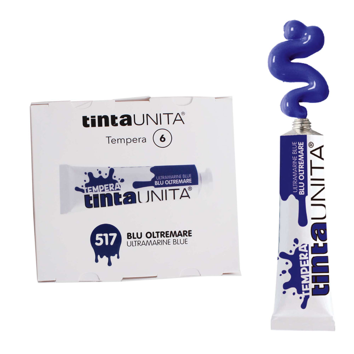 COLORE BLU OLTREMARE A TEMPERA TINTA UNITA 12ML - NUMERO 517 Immagine principale del prodotto
