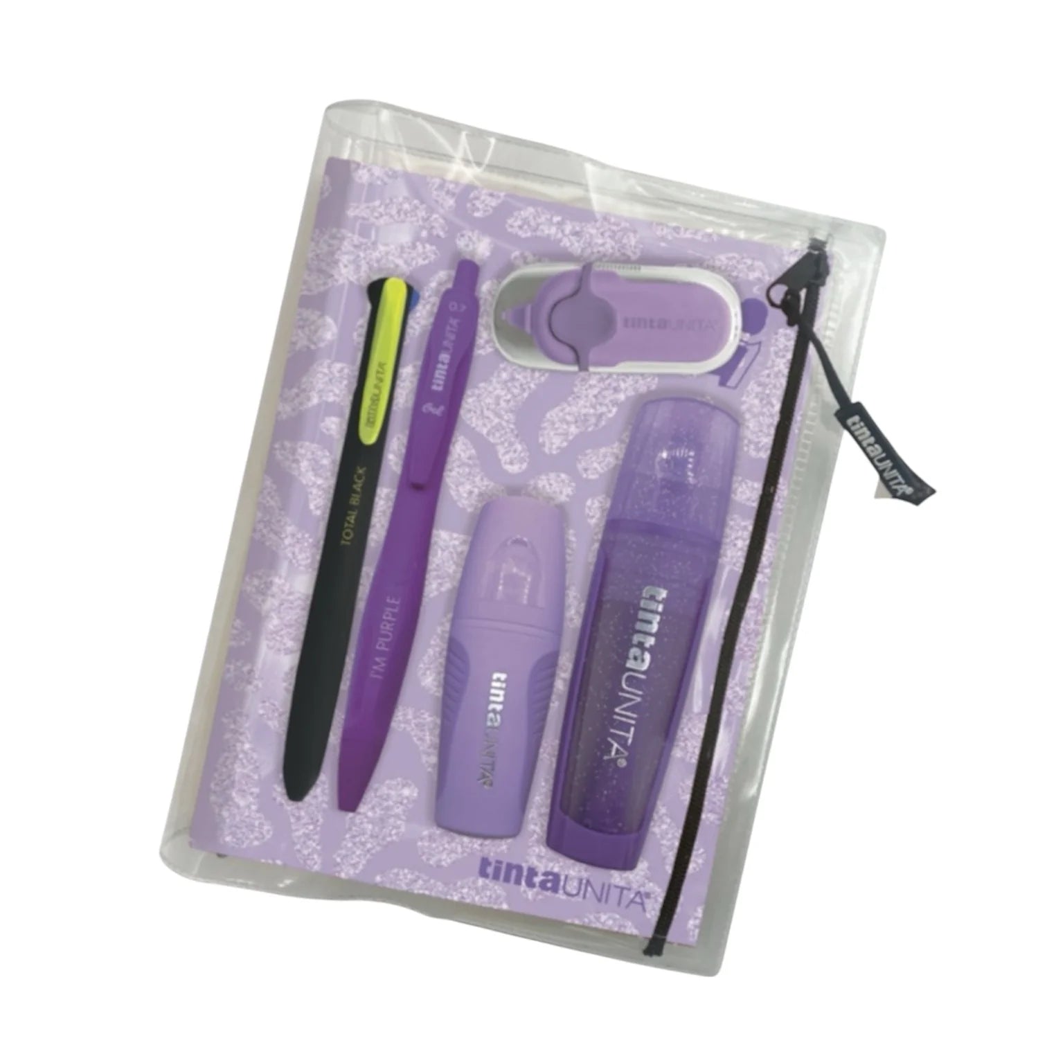 DIARIO SCUOLA VIOLA GLITTER ANIMALIER TINTA UNITA CON ACCESSORI DATATO 2026-2027 Immagine principale del prodotto