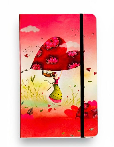 NOTEBOOK CON ELASTICO A CUORE 13x21