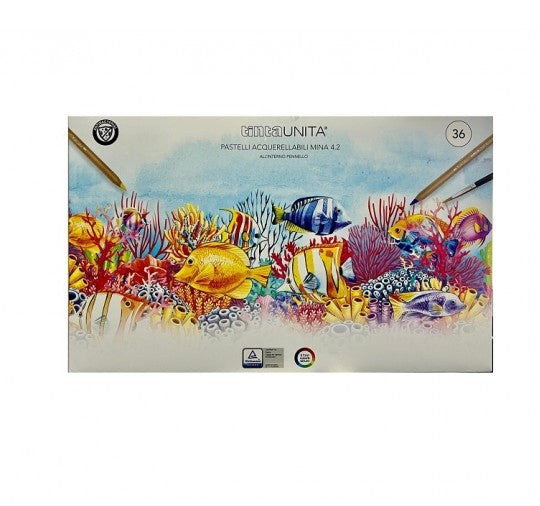 36 PASTELLI ACQUERELLABILI TINTA UNITA MINA 4.2