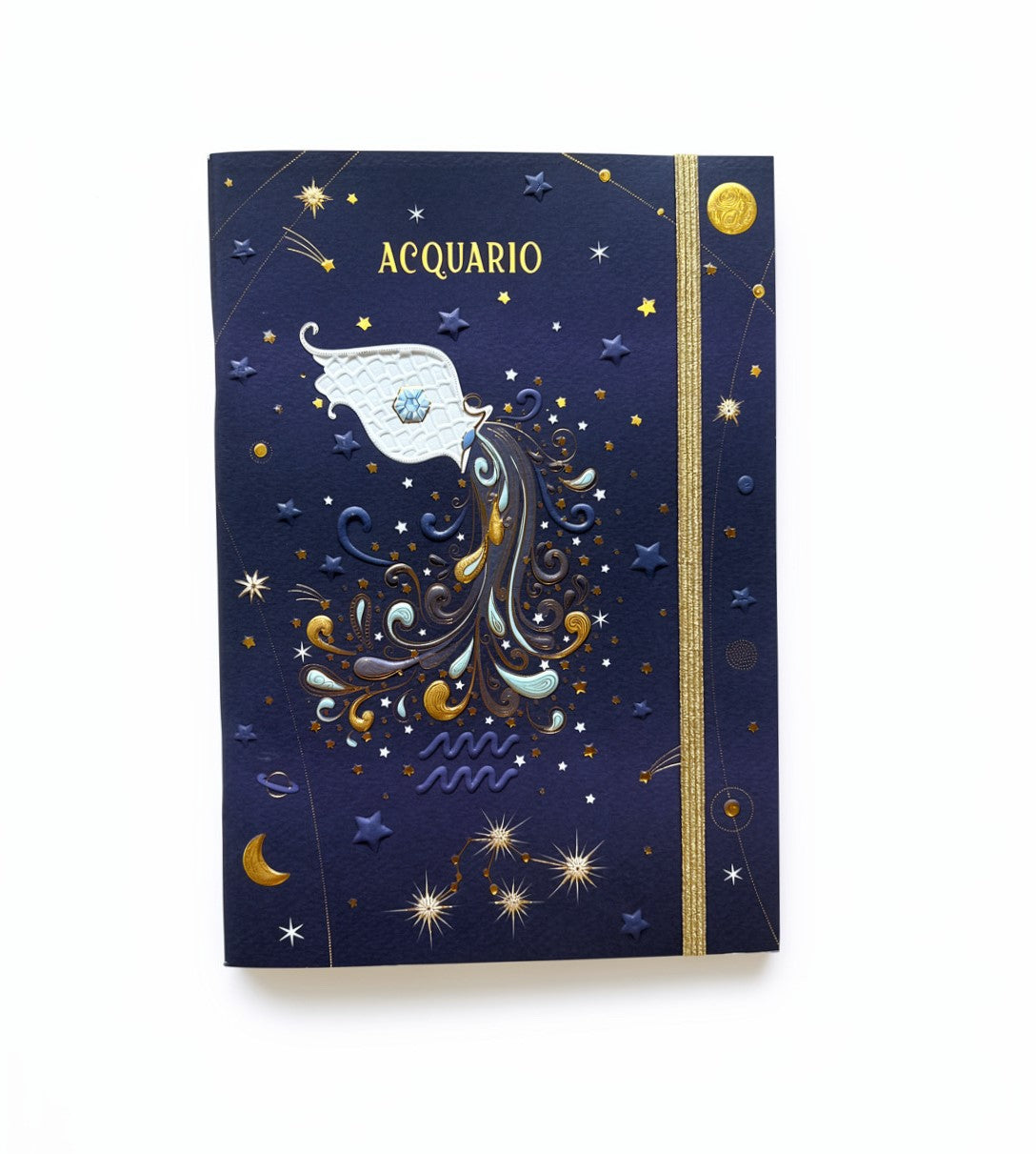 NOTEBOOK A5 CON ELASTICO A RIGHE TURNOWSKY CON COPERTINA DEL SEGNO ZODIACALE ACQUARIO