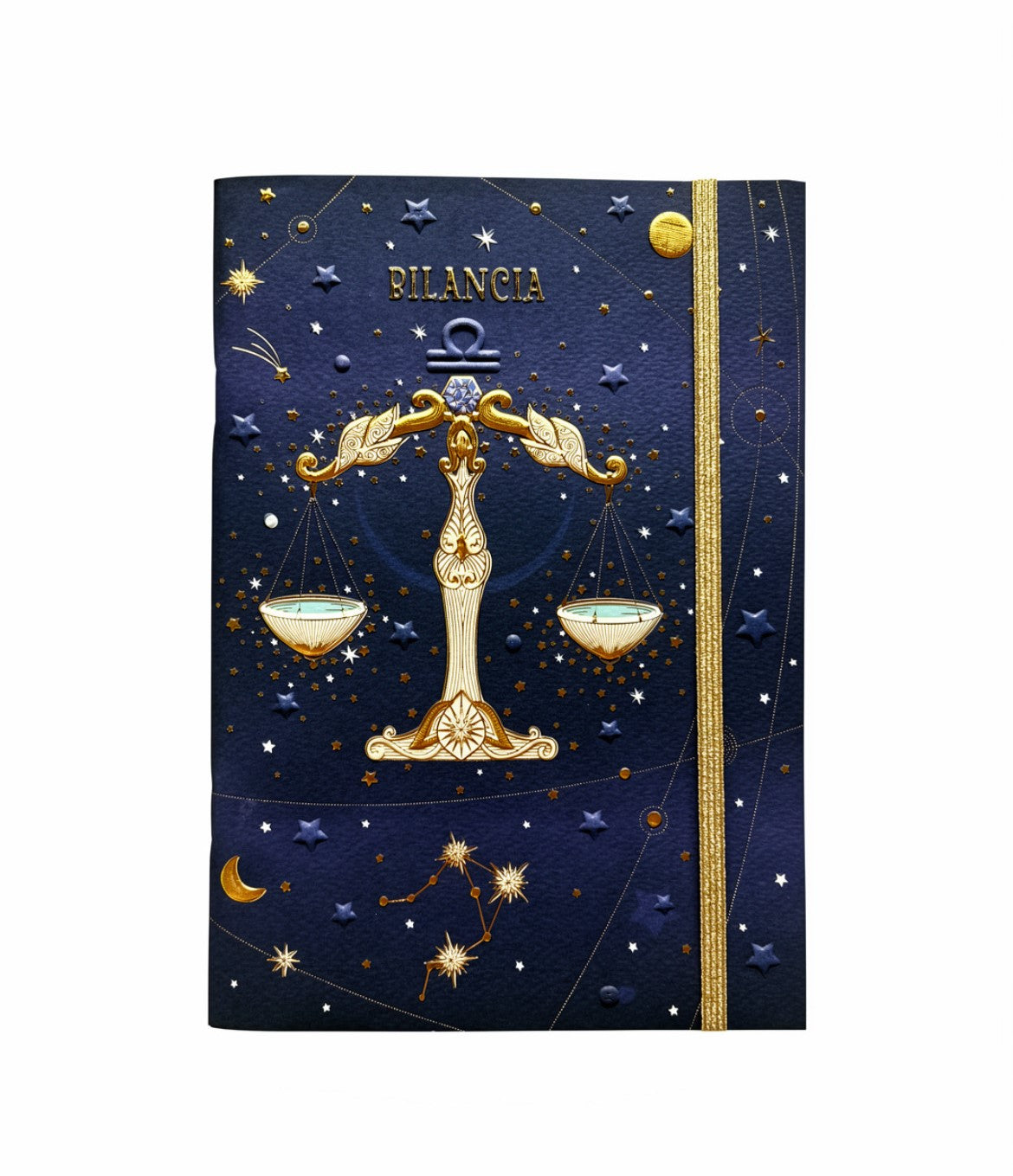 NOTEBOOK A5 CON ELASTICO A RIGHE TURNOWSKY CON COPERTINA DEL SEGNO ZODIACALE BILANCIA Immagine principale del prodotto