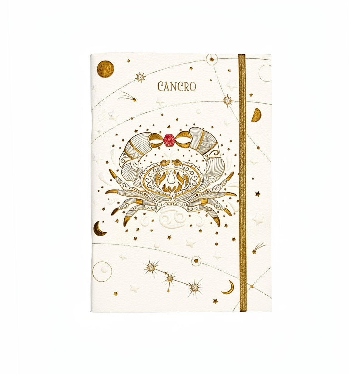 NOTEBOOK A5 CON ELASTICO A RIGHE TURNOWSKY CON COPERTINA DEL SEGNO ZODIACALE CANCRO