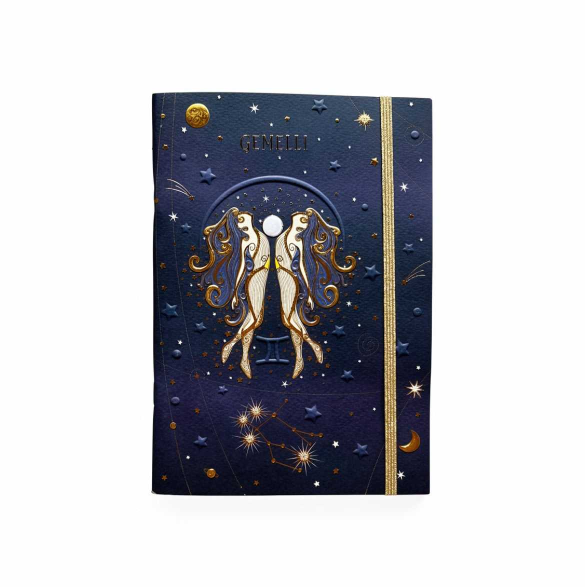 NOTEBOOK A5 CON ELASTICO A RIGHE TURNOWSKY CON COPERTINA DEL SEGNO ZODIACALE GEMELLI