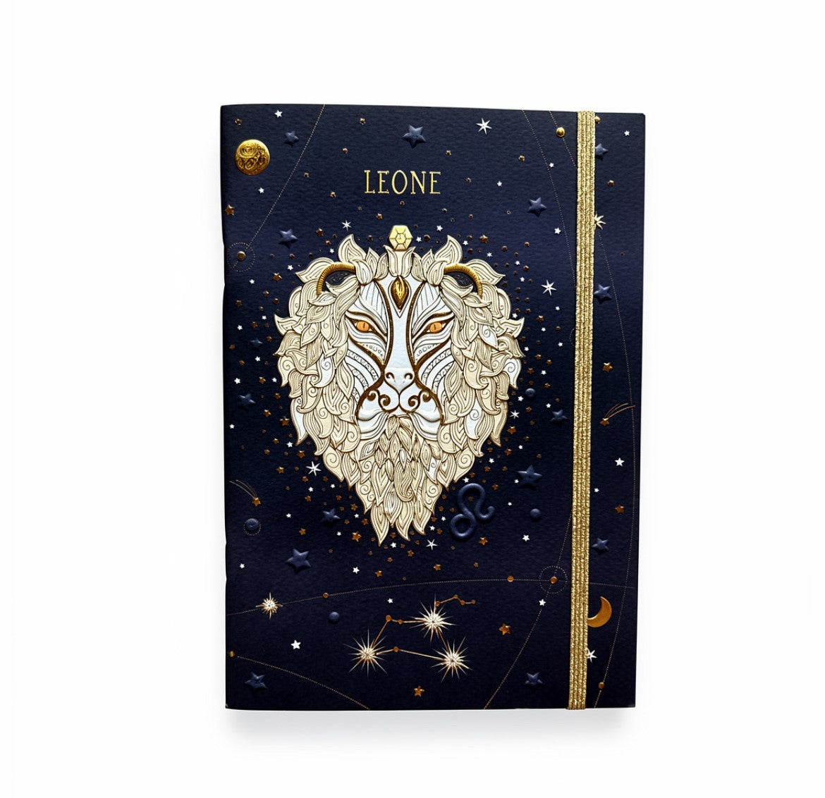 NOTEBOOK A5 CON ELASTICO A RIGHE TURNOWSKY CON COPERTINA DEL SEGNO ZODIACALE LEONE Immagine principale del prodotto
