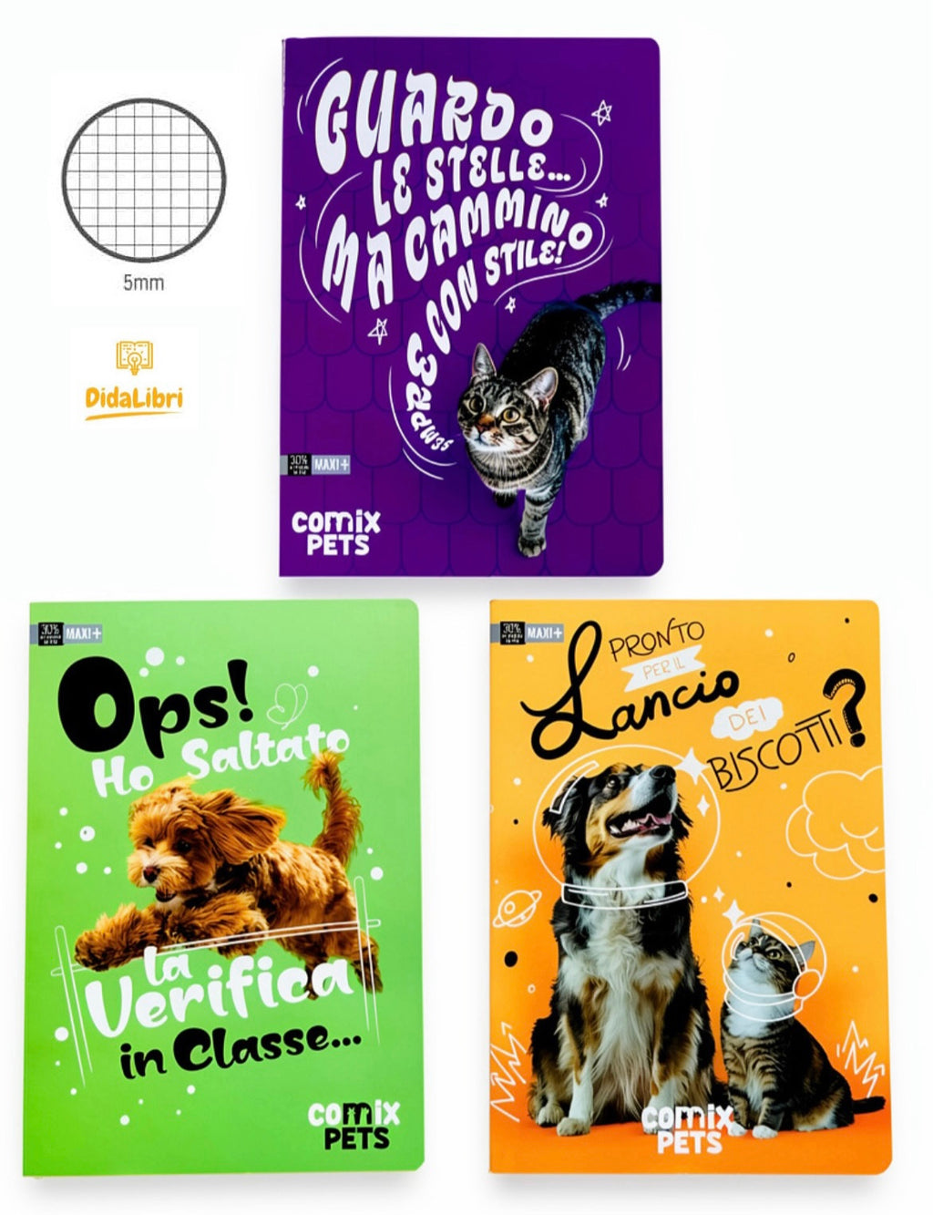 MAXI QUADERNO COMIX PETS 100GR RIGATURA 5MM