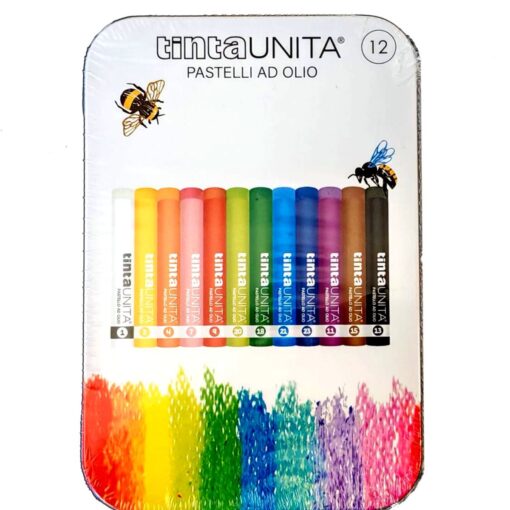 SET 12 PASTELLI AD OLIO TINTA UNITA SCATOLA DI METALLO