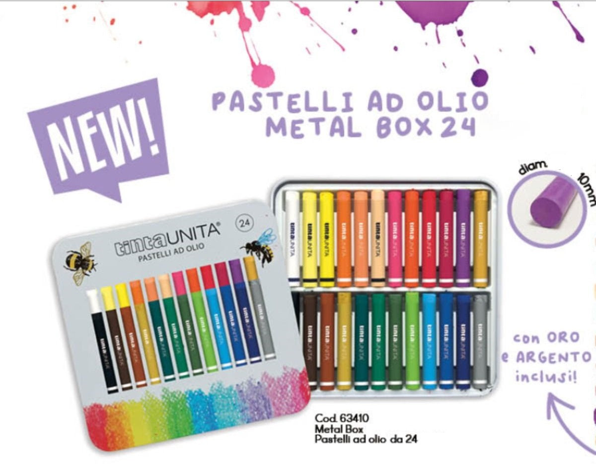 SET 24 PASTELLI AD OLIO TINTA UNITA IN SCATOLA DI METALLO Immagine principale del prodotto