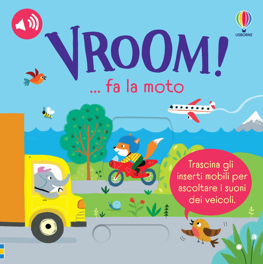 Copertina del libro VROOM! ... FA LA MOTO. TRASCINA E ASCOLT