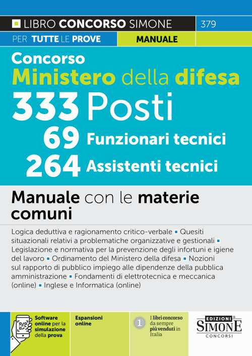 Copertina del libro 379 CONCORSO MINISTERO DELLA DIFESA Immagine principale del prodotto