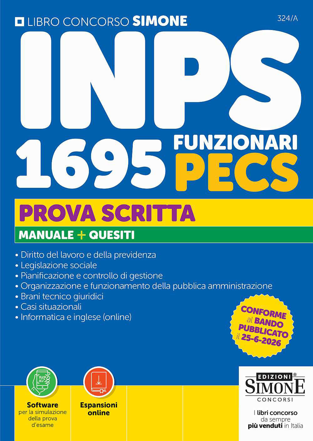 Copertina del libro CONCORSO INPS 1695 FUNZIONARI PECS – PRO