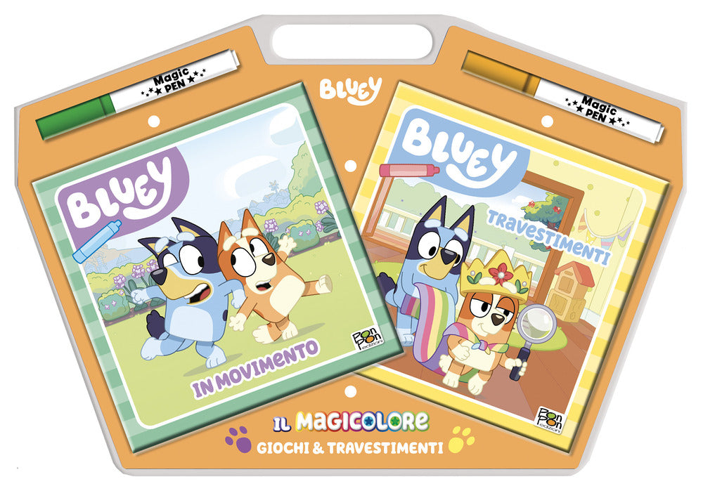 Copertina del libro BLUEY. MAGICOLORE. GIOCHI & TRAVESTIMENT