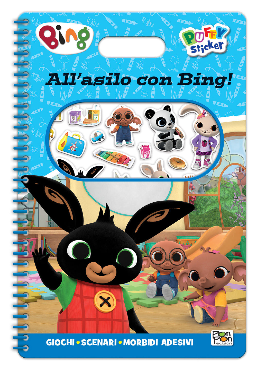 Copertina del libro BING. PUFFY STICKER. ALL'ASILO CON BING