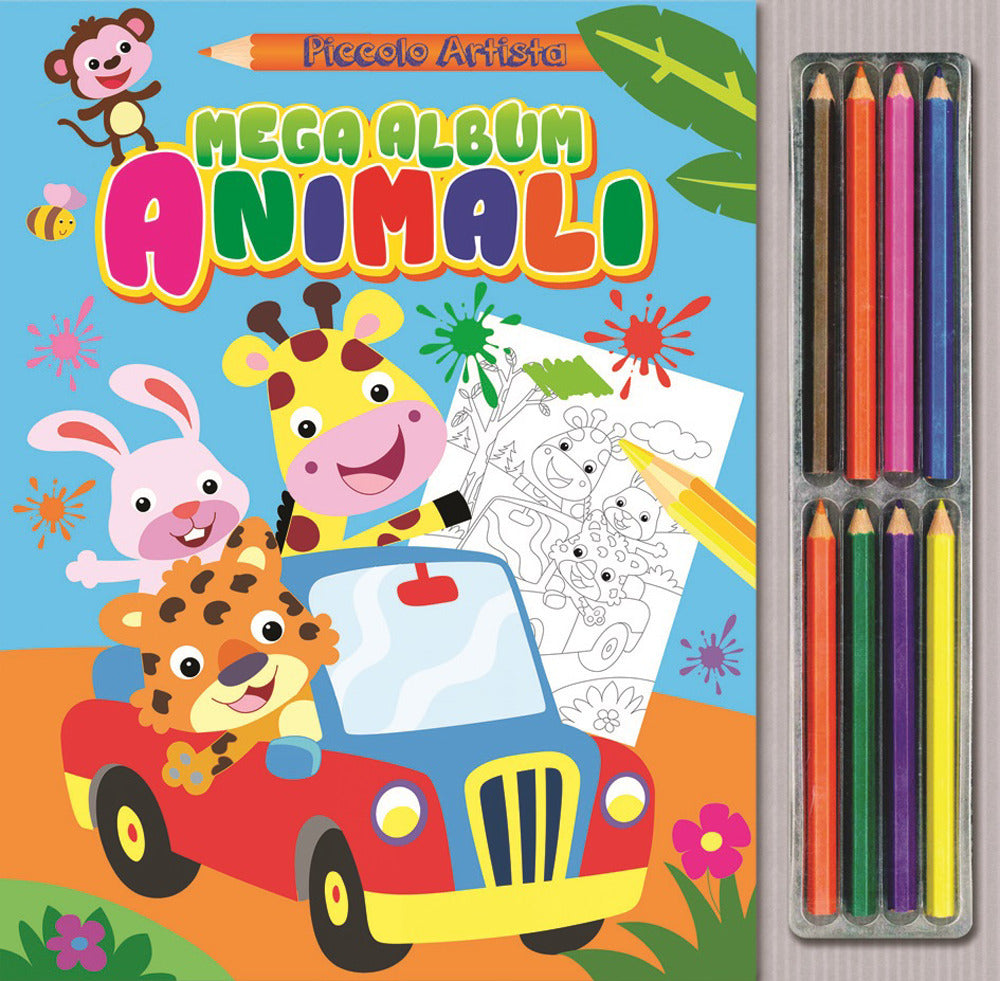 Copertina del libro MEGA ALBUM ANIMALI (CON MATITE)