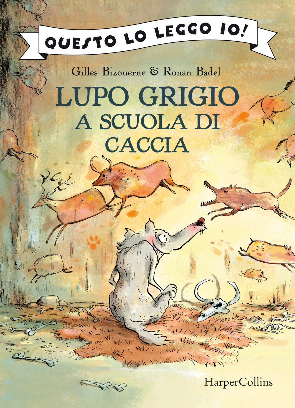 Copertina del libro LUPO GRIGIO VA A SCUOLA DI