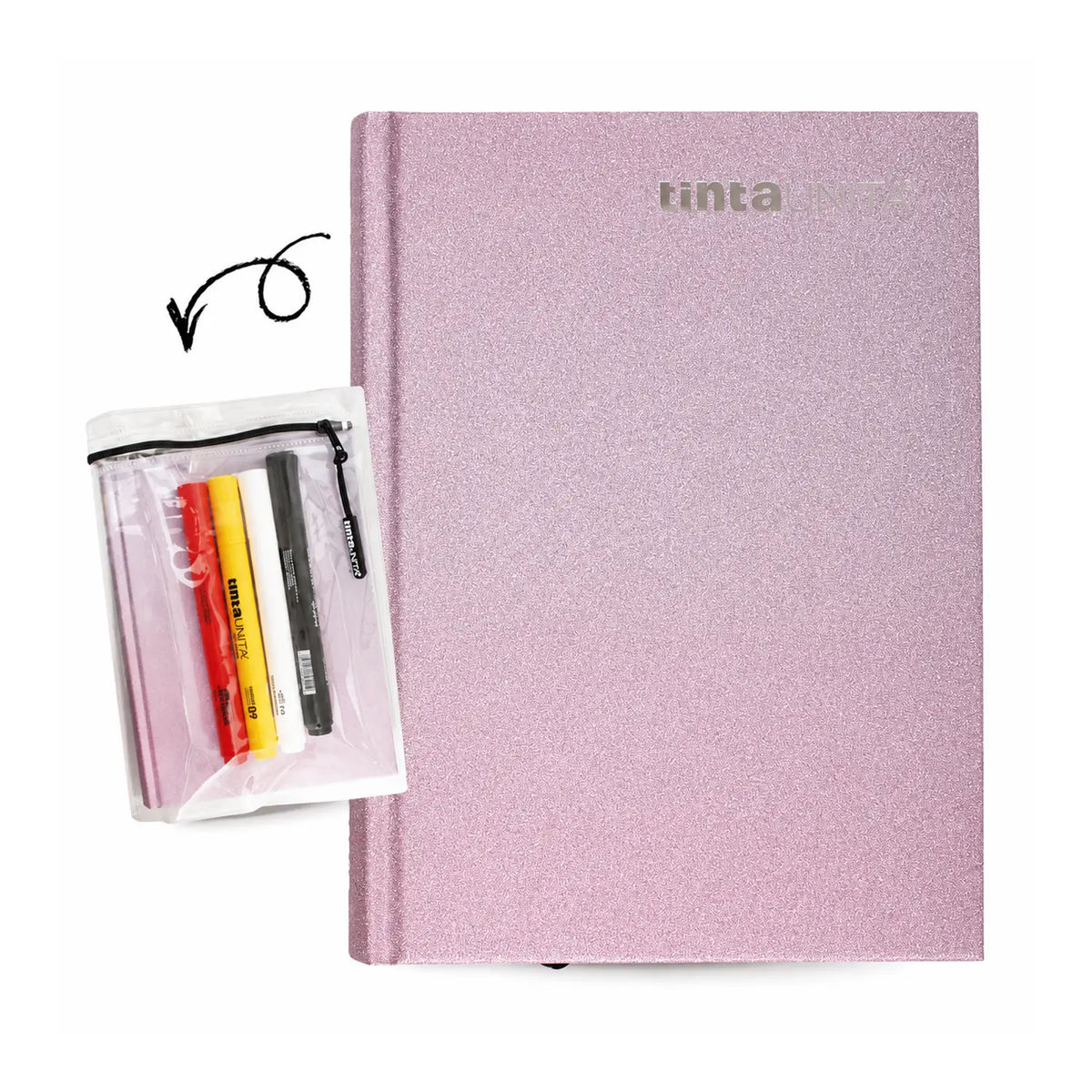 DIARIO GRADIENT GLITTER ROSA/VIOLA TINTA UNITA CON ACCESSORI DATATO 2026/2027 Immagine principale del prodotto